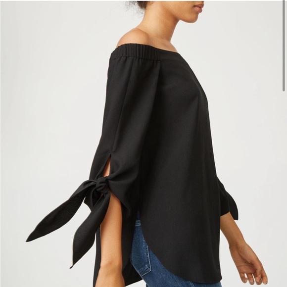 • Club Monaco • Sophiya Off The Shoulder Blouse Top Black 6 Women’s - Picture 2 of 6